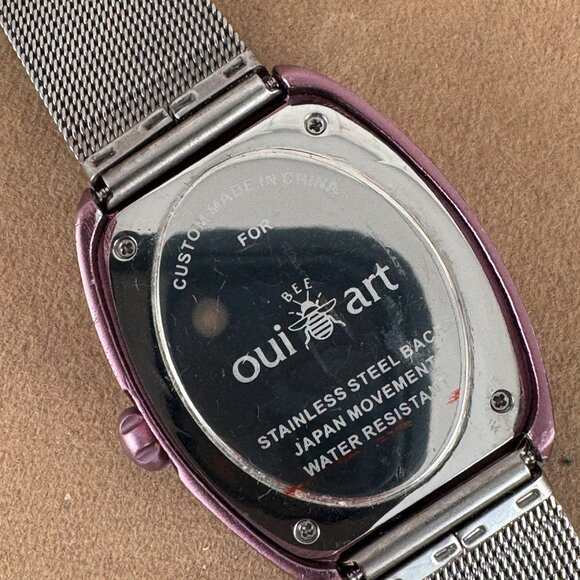Oui Bee Art Watch Plum Aluminum Case Citizen Movement Stainless steel strap main image 2